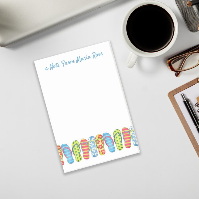 Cute Modern Flinflip flops Snyggt Script Post-it Block (Skapare uppladdad)