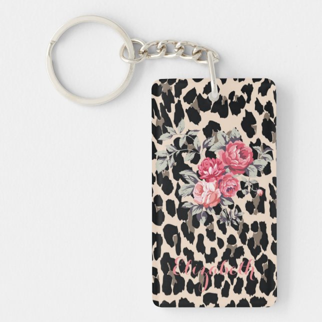 Cute Modern Flowers on Leopard Print Personlig (Framsidan)