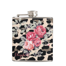 Cute Modern Flowers on Leopard Print Personlig