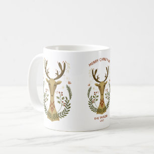 Cute Modern Folk Art julrenar Kaffemugg