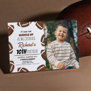 Cute Modern Football Sports Kids Photo Birday Inbjudningar
