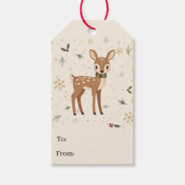 Cute Modern Forest Animal Fawn Christmas Gift Tags Presentetikett
