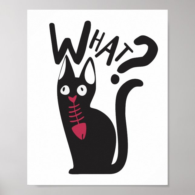 Cute Modern Funny Joke Tecknad Black Cat Skojjar Poster (Framsidan)