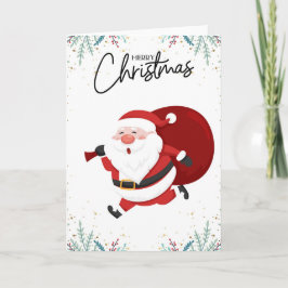 Cute Modern Funny Tecknad God jul Festive Kort