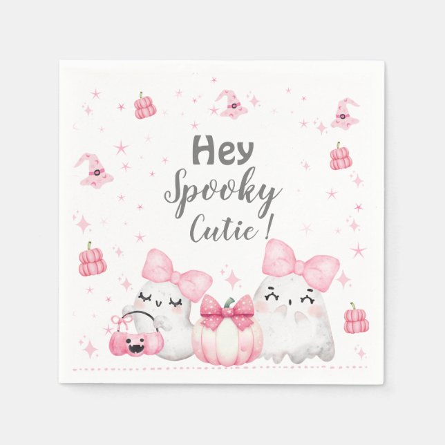 Cute Modern Ghost Halloween-Födelsedagsfest Pappersservett (Framsidan)