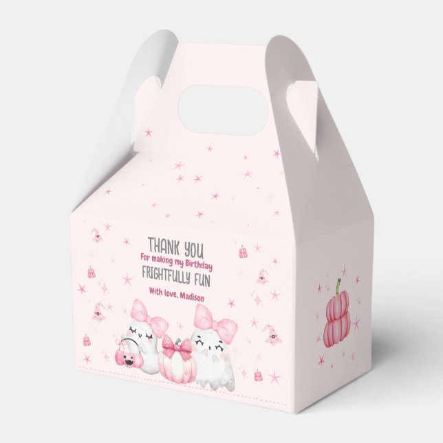 Cute Modern Ghost Halloween Födelsedagsfest Rosa Presentaskar (Framsidan Sidan)