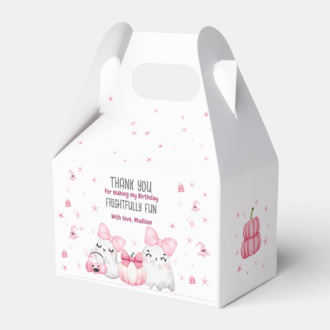 Cute Modern Ghost Halloween Födelsedagsfest Rosa Presentaskar (Framsidan Sidan)