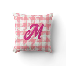 Cute Modern Girly Gingham Play Shock rosa Monogram
