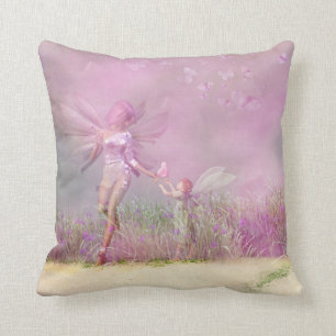 Cute Modern Girly Rosa Butterfly-Älvor Kudde