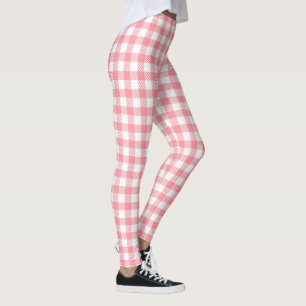 Cute Modern Girly White Rosa Gingham Play Leggings