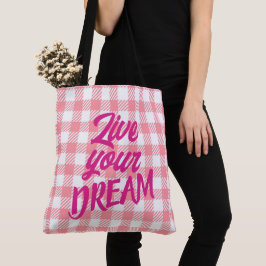Cute Modern Girly White Rosa Gingham Play Tygkasse