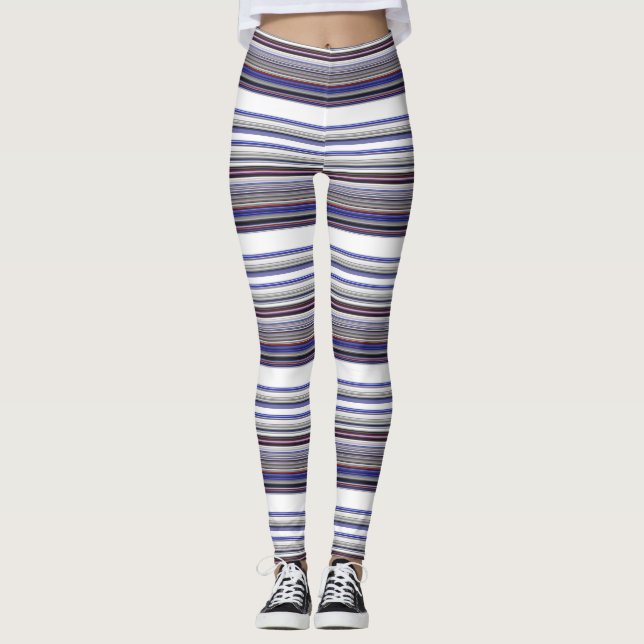 Cute modern grått blue rand leggings (Framsida)