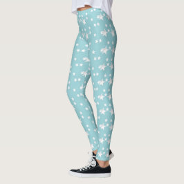 Cute Modern Grått och Mint Snyggt Stars Leggings
