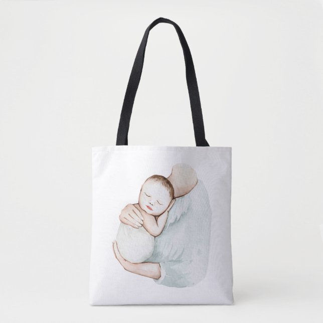 Cute Modern Gravid Mamma & Baby - enkel vattenfärg Tygkasse (Framsida)