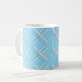 Cute Modern Grönt Blue Turquise Tartan Mönster Kaffemugg
