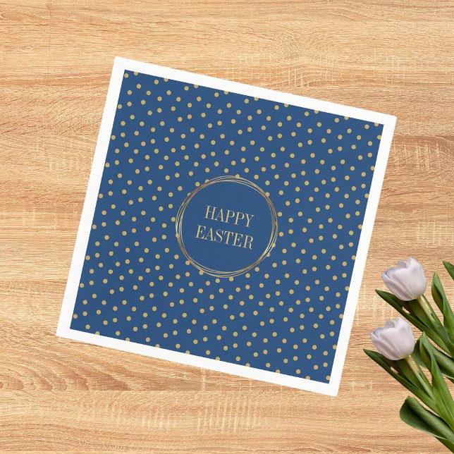 Cute Modern Guld Polka dots Christian Glad påsk Pappersservett (Cute Modern Gold Polka Dots Christian Happy Easter Party Napkins)