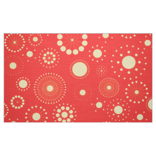 Cute Modern Gult & Coral Circles Tyg