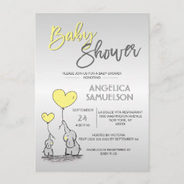 Cute Modern GULT Mamma Elephant & Baby Shower Inbjudningar