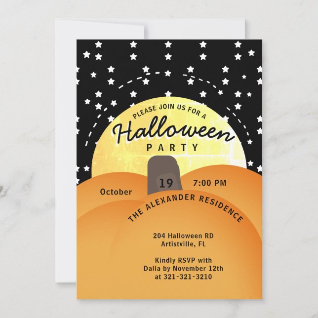Cute Modern Halloween fest Big Orange Pumpkin Inbjudningar (Framsida)