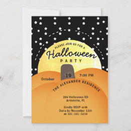 Cute Modern Halloween fest Big Orange Pumpkin Inbjudningar