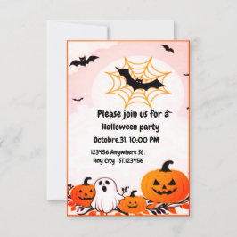 Cute modern Halloween-pumpkin och Ghost Inbjudningar