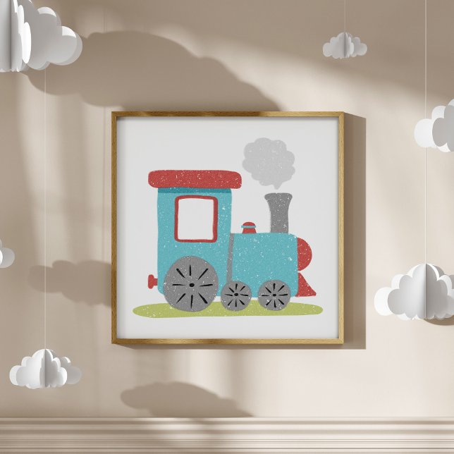 Cute & Modern Hand-Drawn Train Nursery Art Poster (Skapare uppladdad)