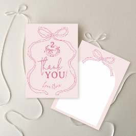 Cute Modern Hand plockade Bow Rosa Girl Birday Tack Kort