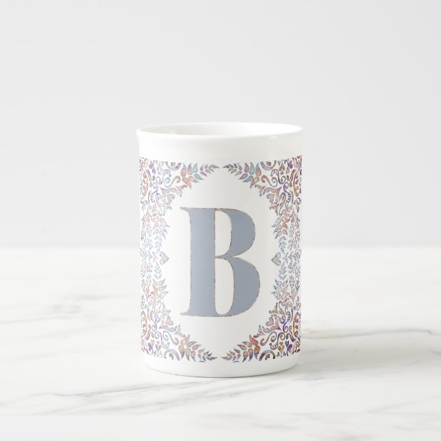 Cute Modern Heards och Blommigt Framed Brev B Benporslin Mugg (Framsidan)