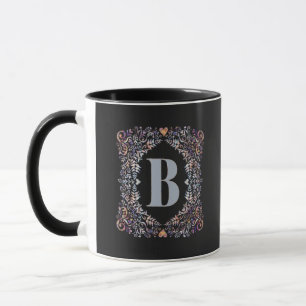 Cute Modern Heards och Blommigt Framed Brev B Mugg