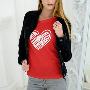 Cute Modern Hearts White Red Womens Valentines day T Shirt