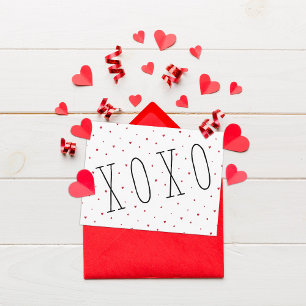 Cute Modern Hearts XOXO Alla hjärtans dag Helg Vykort