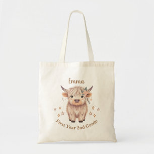 Cute Modern Highland Cow Design for Girls Tygkasse