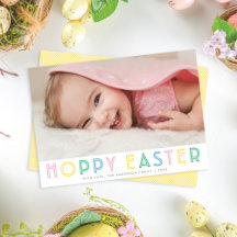 Cute Modern Hoppy Påsk Helgdag Photo Card