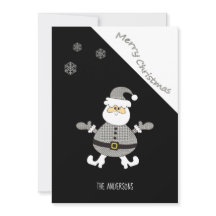 Cute Modern Houndstooth Santa Snowflake
