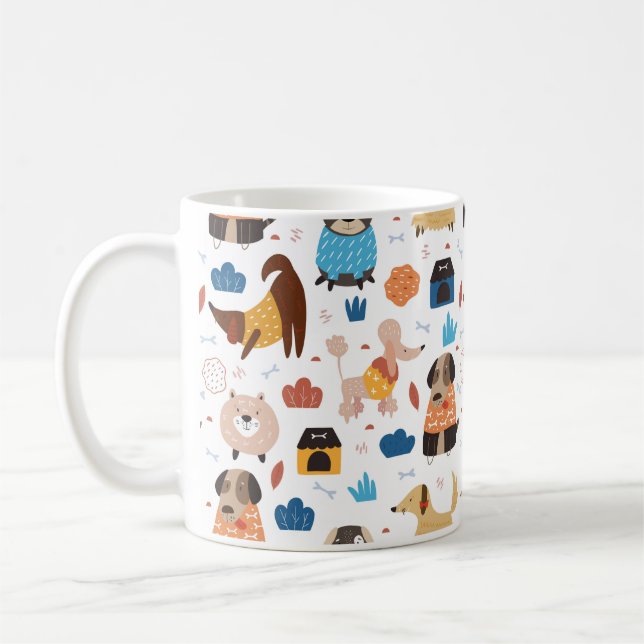 Cute modern hundar mönster hundar kaffemugg (Vänster)