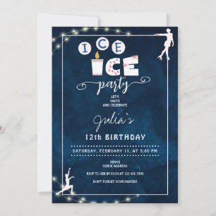 Cute Modern Ice Skating Tonåring Födelsedagsfesten Inbjudningar