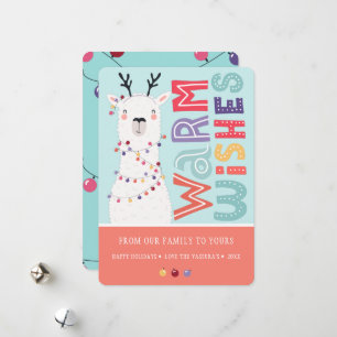 Cute Modern jul Llama String Ljus Julkort
