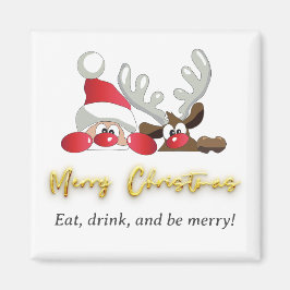 Cute Modern Jultomten Reindeer God jul Magnet