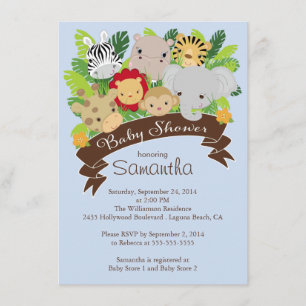 Cute Modern Jungle Safari Animals Baby Shower Inbjudningar