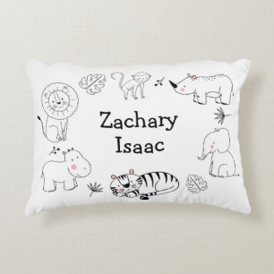 Cute Modern Jungle Safari Animals Boy Nursery Prydnadskudde