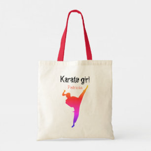 Cute Modern Karate Girl Silhouette Martial Arts Tygkasse