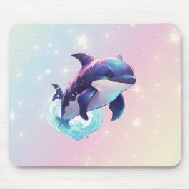 Cute Modern Kawaii Orca Killer Whale Rosa och Blue Musmatta