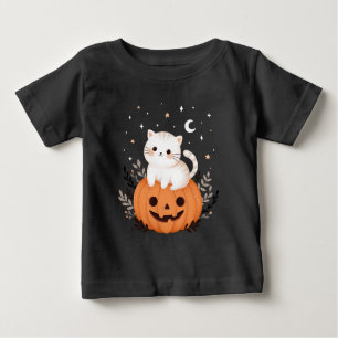 Cute Modern Kitten på Pumpkin Halloween T Shirt