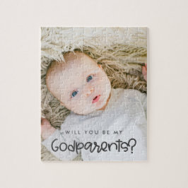 Cute modern Kommer du att bli mitt Godförälder-fot Pussel