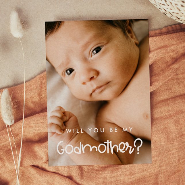 Cute modern Kommer du att bli mitt Godmoder-fotoko Inbjudningar (Skapare uppladdad)