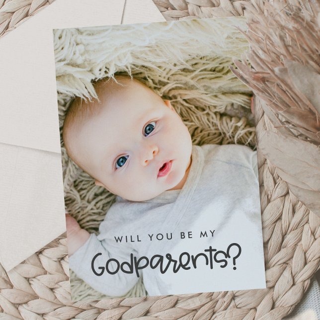 Cute modern Kommer du att bli mitt gudföräldrars f Inbjudningar (Skapare uppladdad)