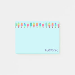Cute Modern Lila Blue Popsicle Mönster Girly Post-it Block