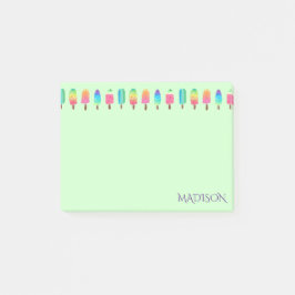 Cute Modern Lila Grönt Popsicle Mönster Girly Post-it Block