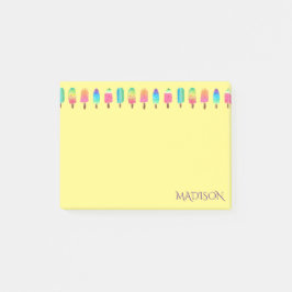 Cute Modern Lila Gult Popsicle Mönster Girly Post-it Block
