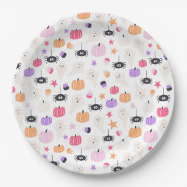 Cute Modern lila pumpkin och spindelhalloween